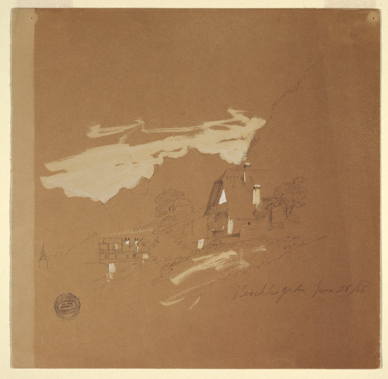 Disegno, case vicino a Berchtesgaden, Baviera, 26 luglio 1868 da Frederic Edwin Church