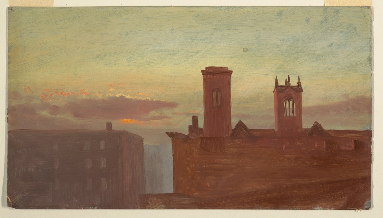 Disegno, Cime delle case/Hudson, 1867 ca. da Frederic Edwin Church