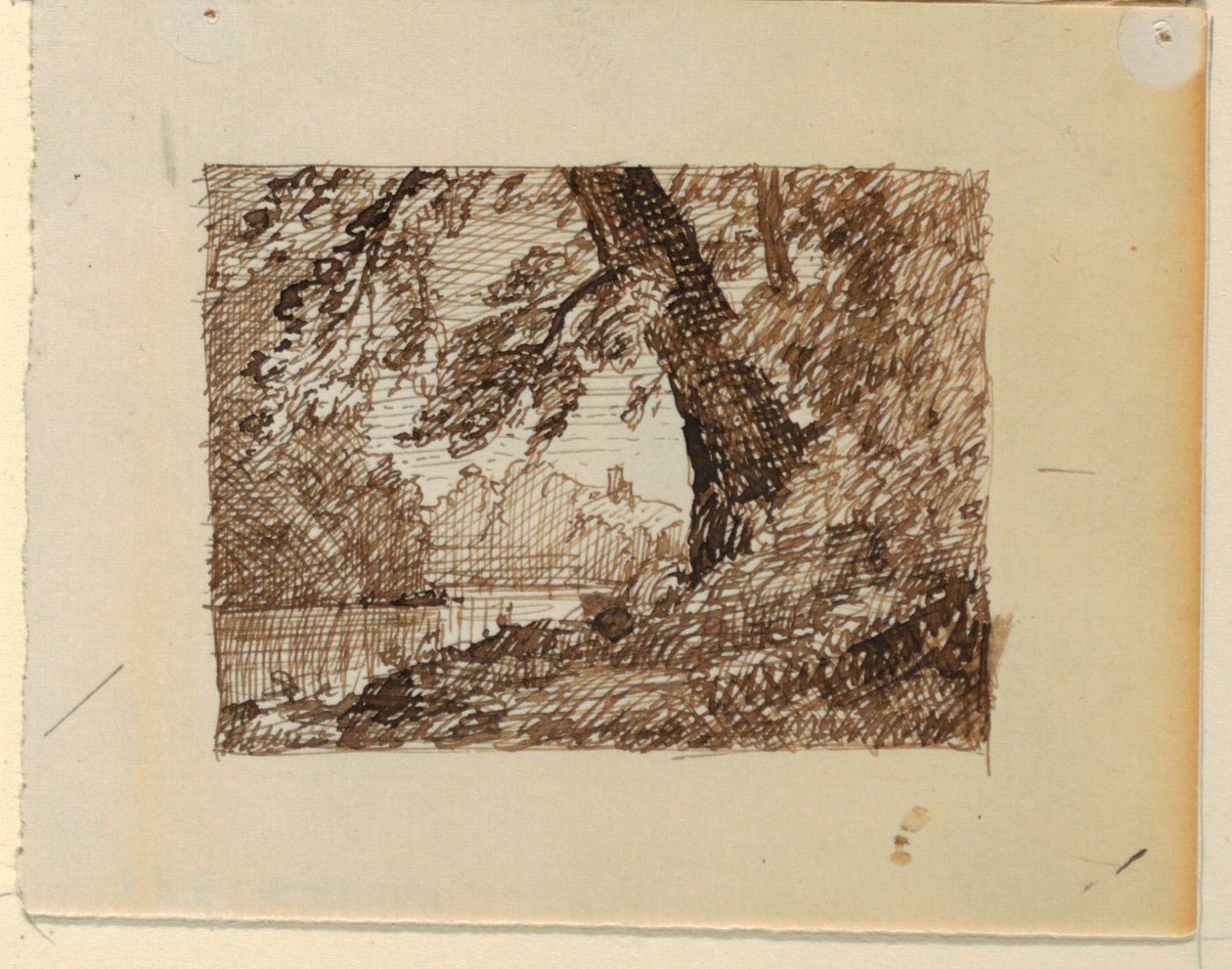Disegno, Paesaggio fluviale immaginario, 1870-73 ca. da Frederic Edwin Church