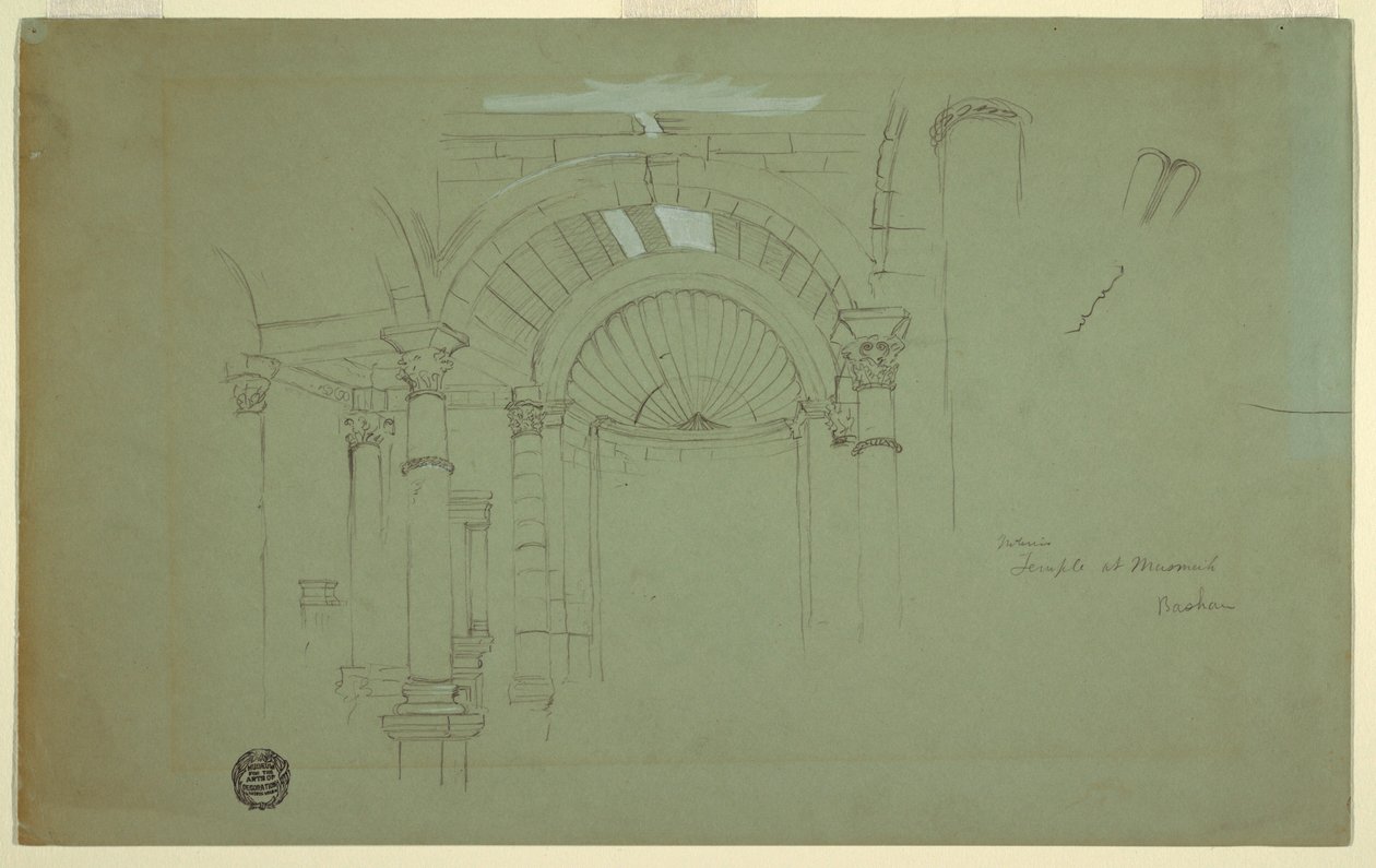 Disegno, interno del tempio di Mismiyeh, Siria, 28 aprile 1868 da Frederic Edwin Church