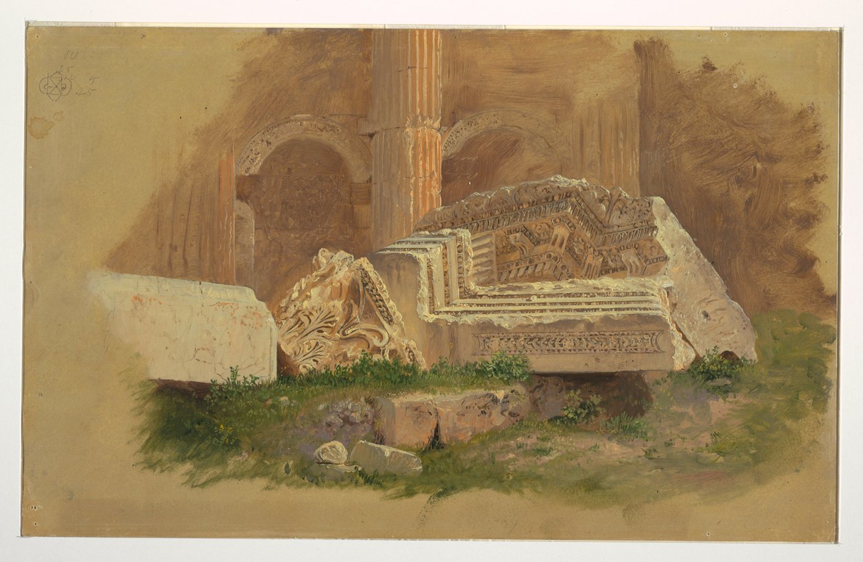 Disegno, Interno del Tempio di Bacco, Baalbek, maggio 1868 da Frederic Edwin Church