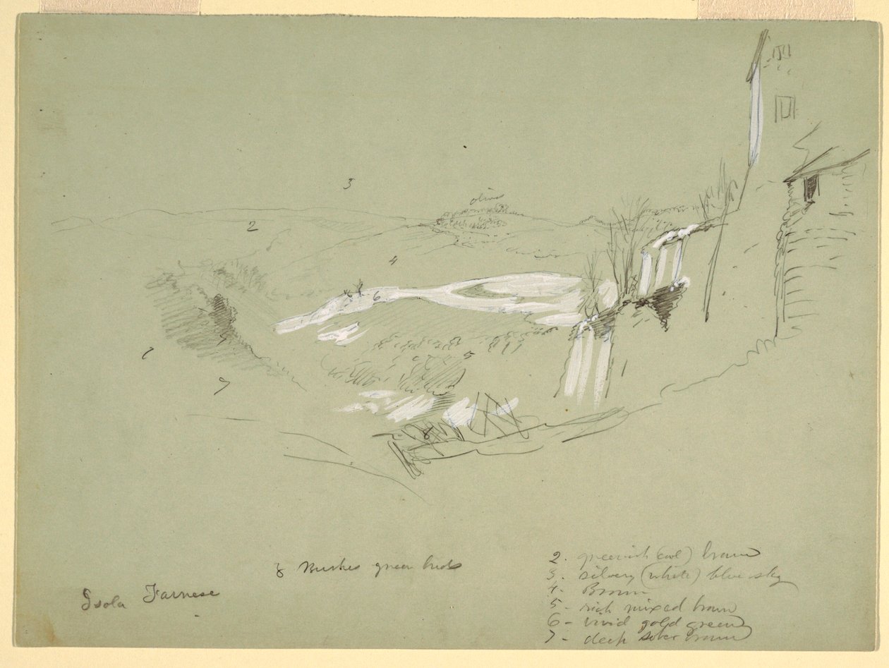Disegno, Isola Farnese nella Campagna romana, Italia, maggio 1869 da Frederic Edwin Church