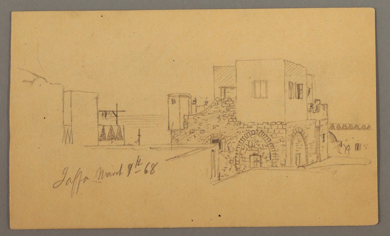 Disegno, angolo di via Jaffa, Palestina [Tel Aviv, Israele], 9 marzo 1868 da Frederic Edwin Church