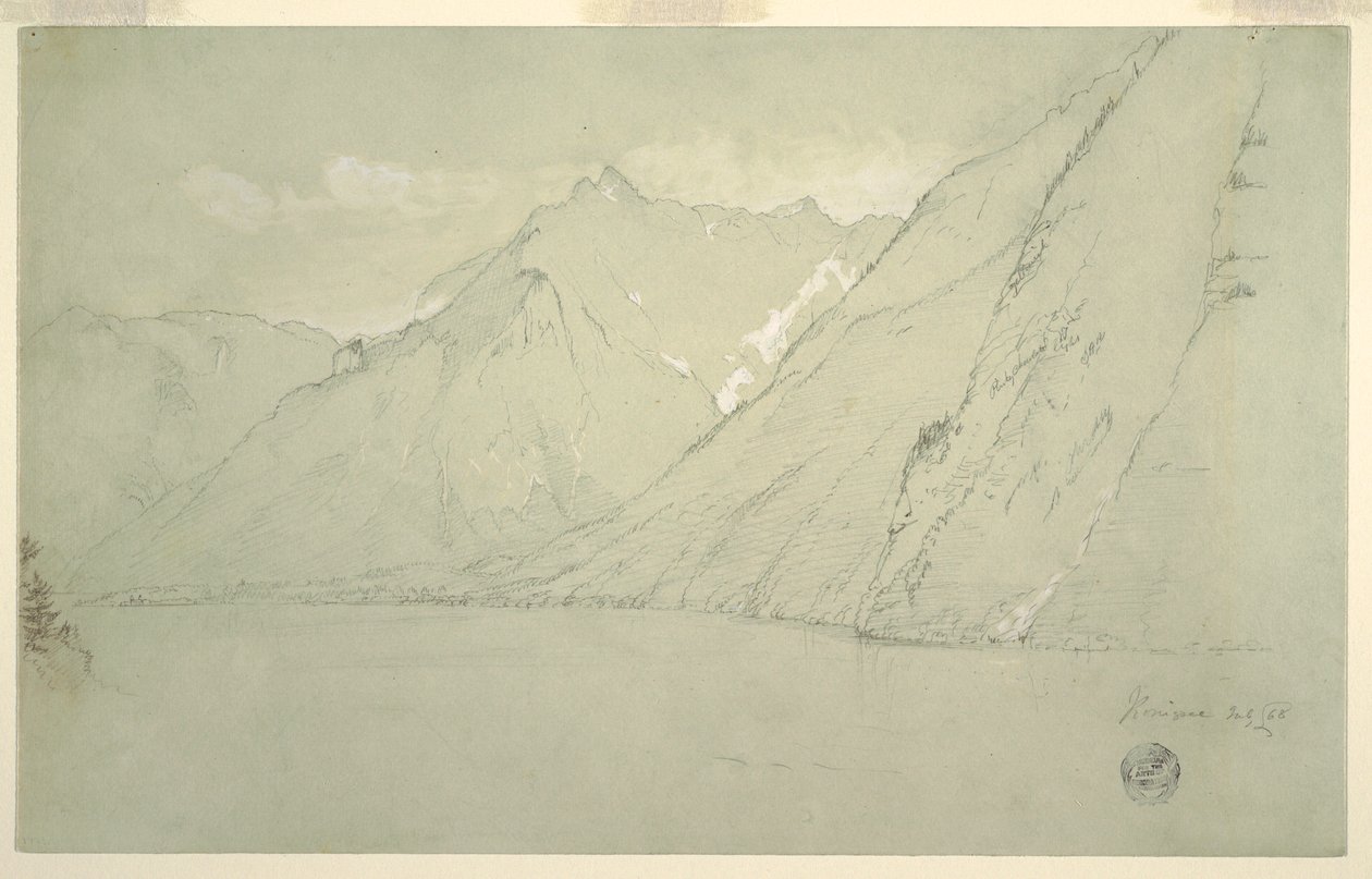 Disegno, Königssee dal Falkenstein, luglio 1868 da Frederic Edwin Church