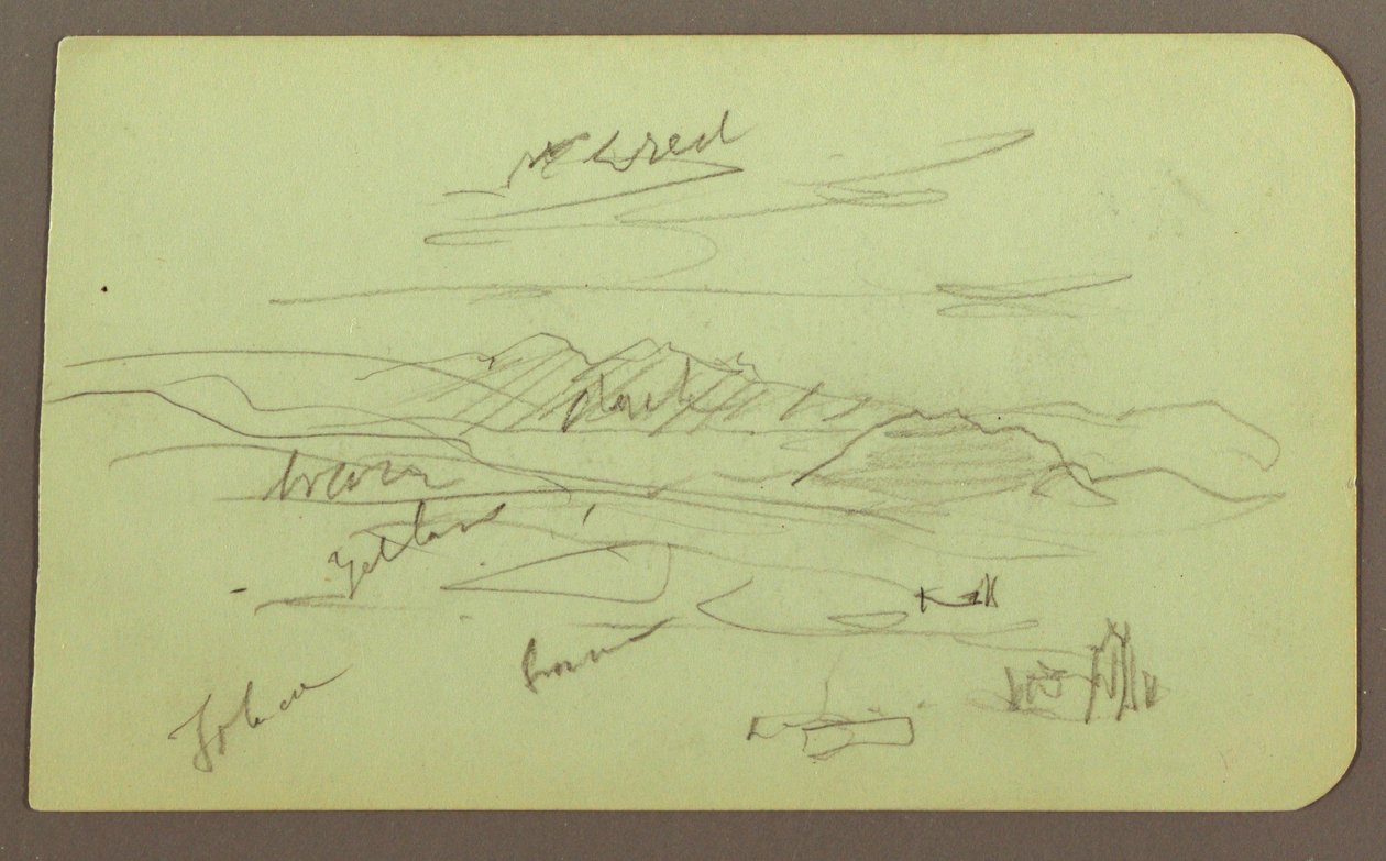 Disegno, Paesaggio, Toluca; verso: Montagna, Chiesa, 1883 da Frederic Edwin Church