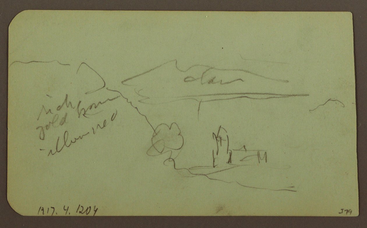 Disegno, Paesaggio, Toluca; verso: Montagna, Chiesa, 1883 da Frederic Edwin Church