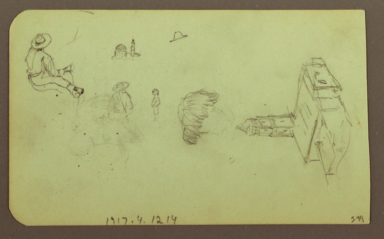 Disegno, Paesaggio; verso: Figure, Chiesa, 1883 da Frederic Edwin Church