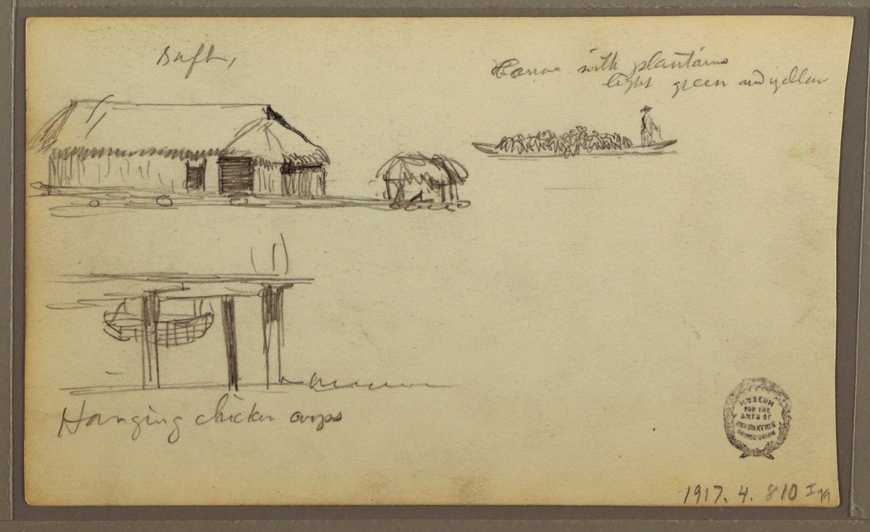 Disegno, Paesaggio; verso: Case, Canoa, 1857 da Frederic Edwin Church