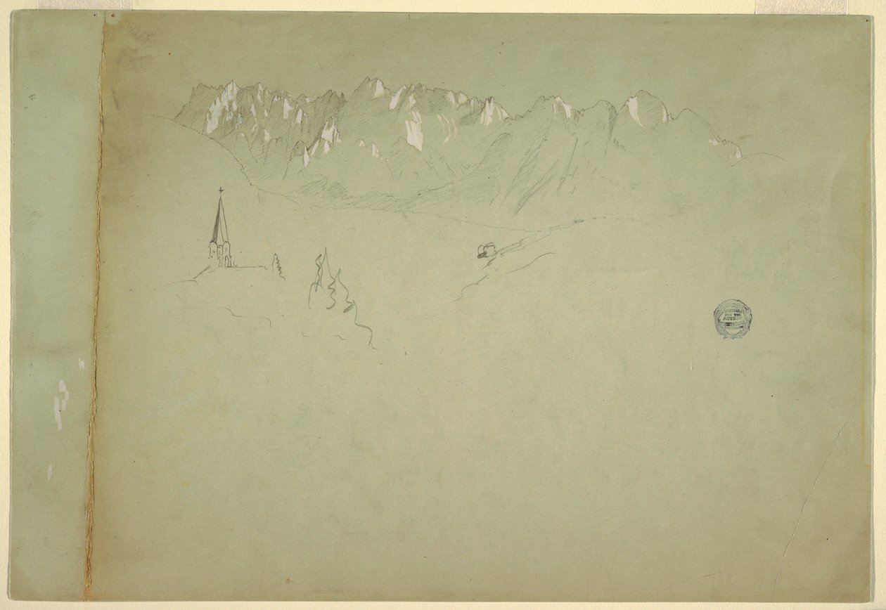 Disegno, Paesaggio delle Alpi austriache, 1868 da Frederic Edwin Church