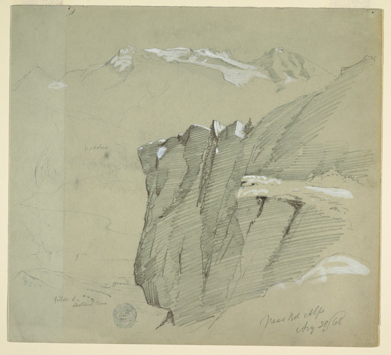 Disegno, Paesaggio nelle Alpi Bernesi, 28 agosto 1868 da Frederic Edwin Church
