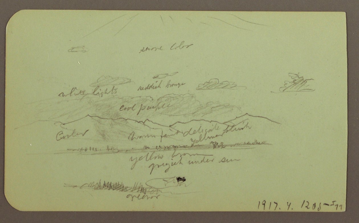 Disegno, Paesaggio con chiesa; verso: Paesaggio, 1883 da Frederic Edwin Church