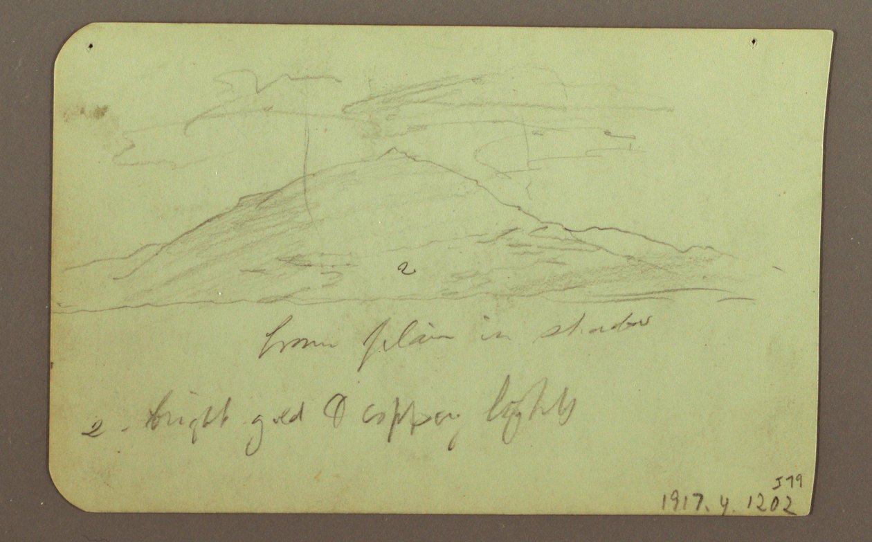 Disegno, Paesaggio con nuvole; verso: Montagna, 1883 da Frederic Edwin Church