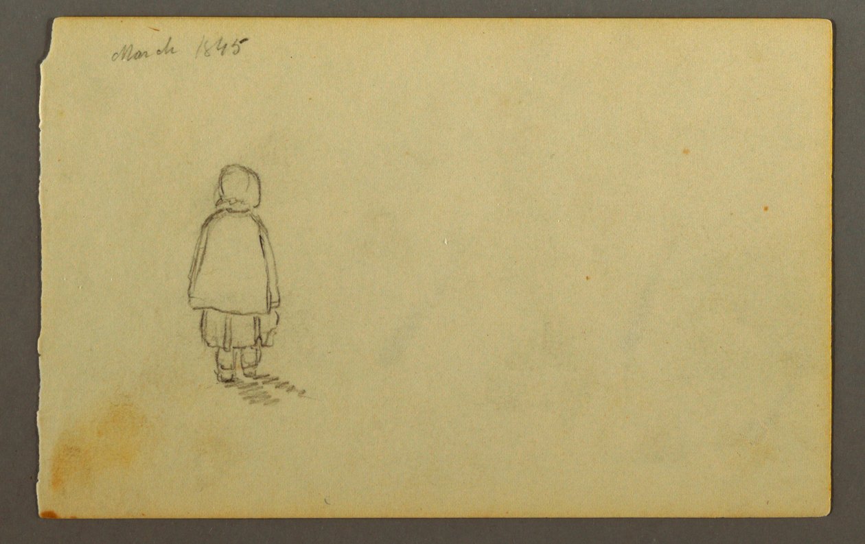 Disegno, Bambina con cappellino di spalle, 1845 da Frederic Edwin Church