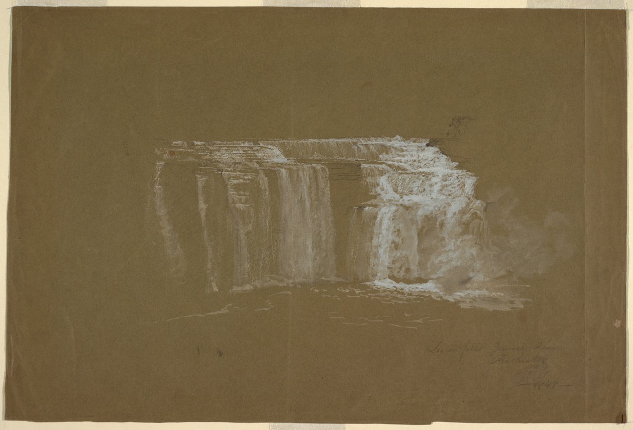 Disegno, cascate inferiori, fiume Genesee, Rochester, New York, 1848 da Frederic Edwin Church