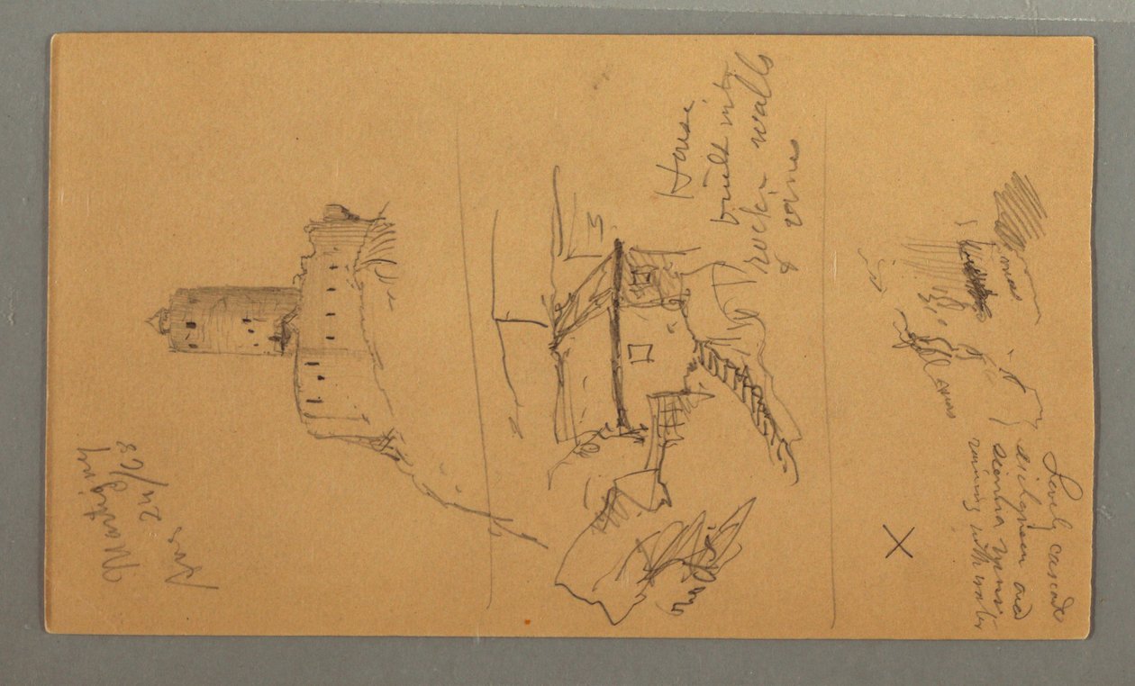 Disegno, Castello medievale, Casa a cascata, 24 agosto 1868 da Frederic Edwin Church