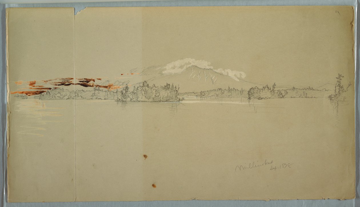 Disegno, lago Millinocket, vista sul monte Katahdin, settembre 1878 da Frederic Edwin Church