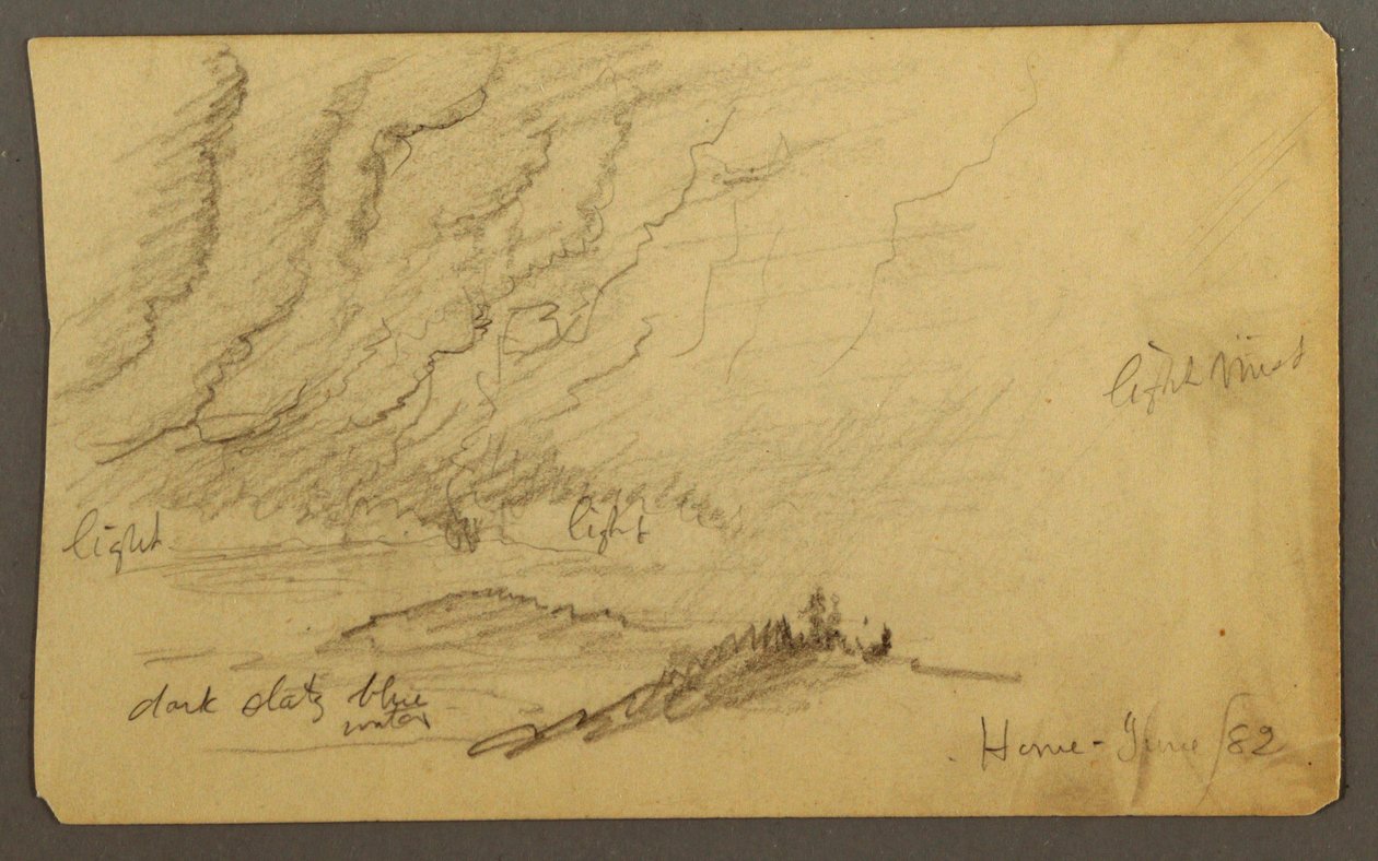 Disegno, nebbia sul fiume e sulle colline, giugno 1882 da Frederic Edwin Church