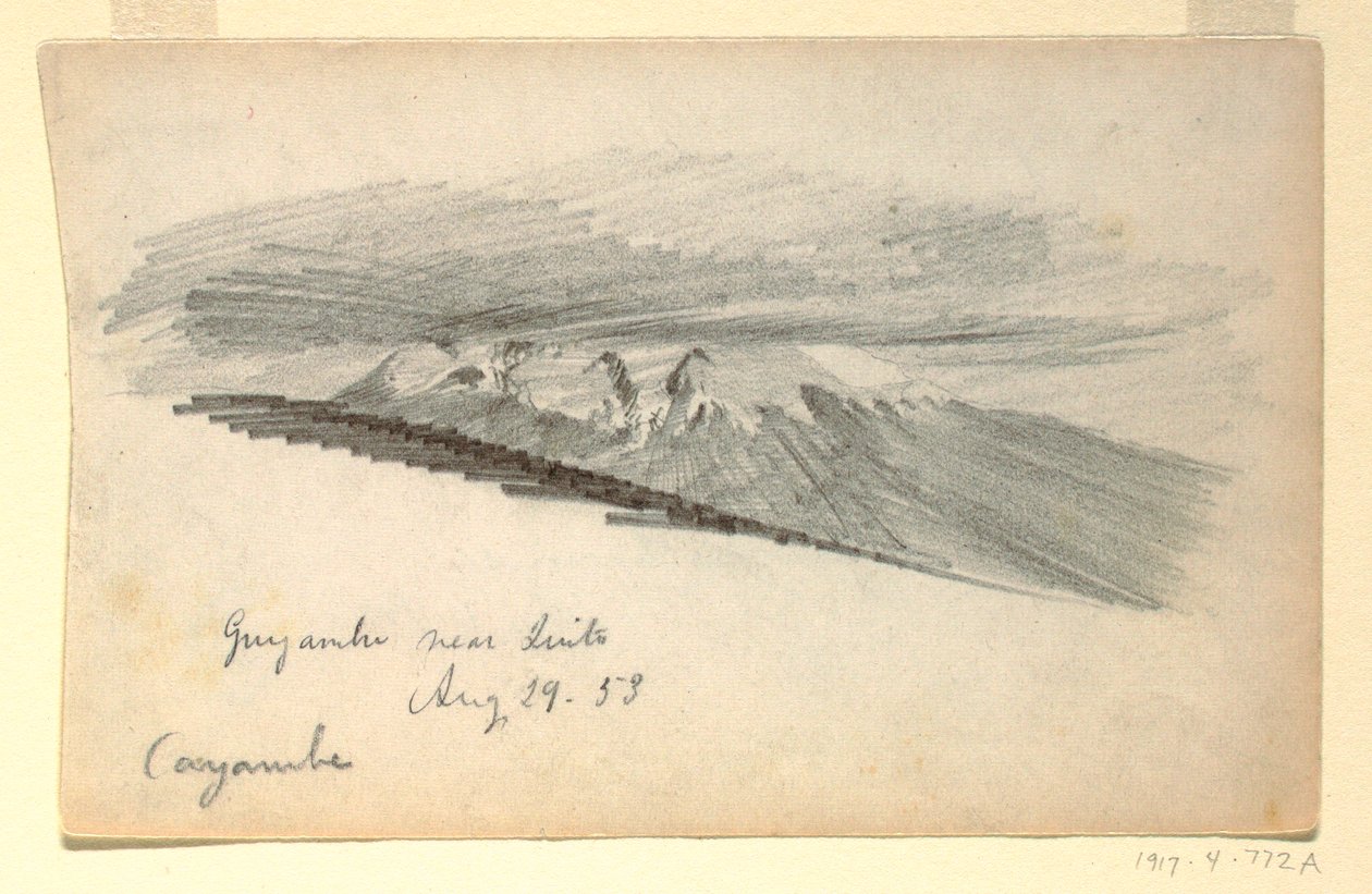 Disegno, Monte Cayambe, Ecuador, 29 agosto 1853 da Frederic Edwin Church