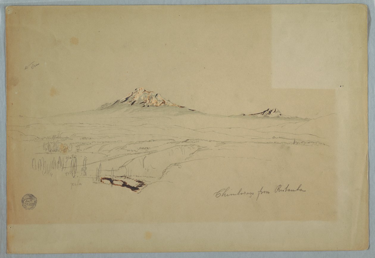Disegno, Monte Chimborazo, vista da Riobamba, Ecuador, luglio 1857 da Frederic Edwin Church