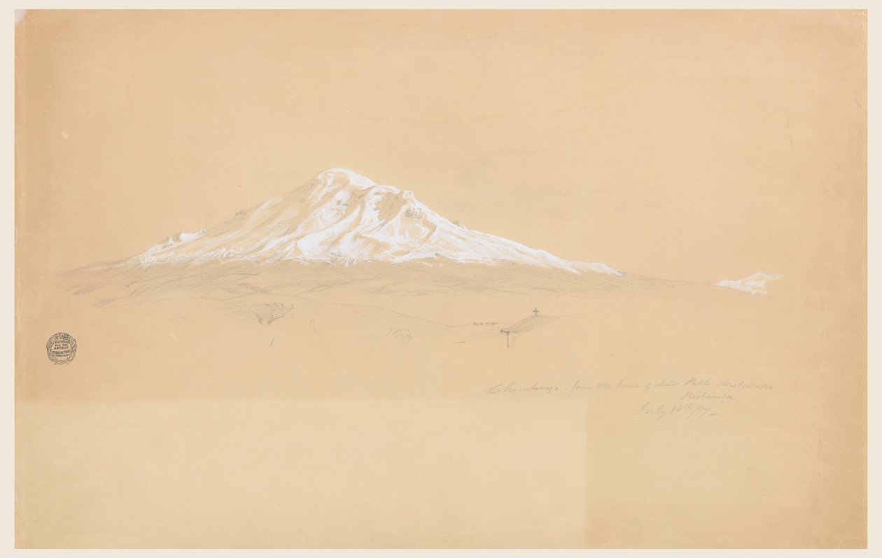 Disegno, il monte Chimborazo dalla casa dell