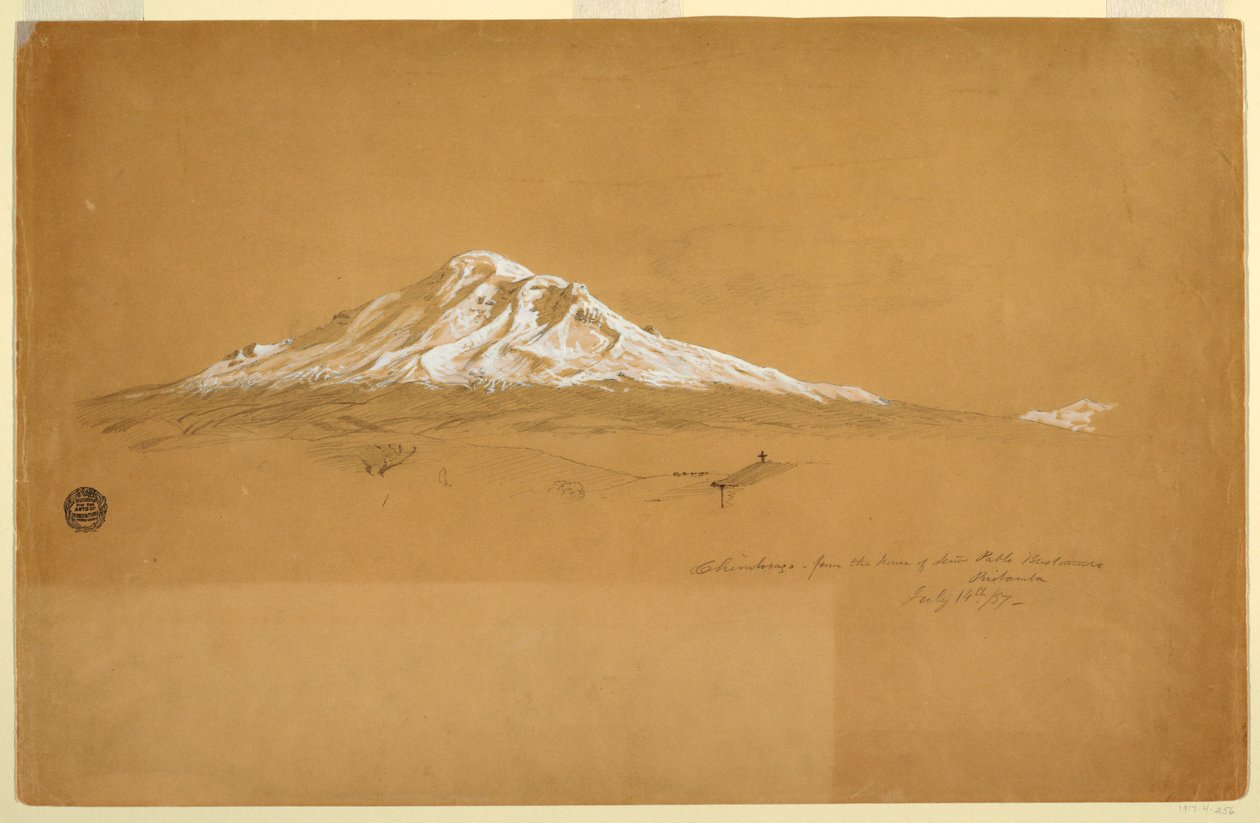 Disegno, il monte Chimborazo dalla casa dell