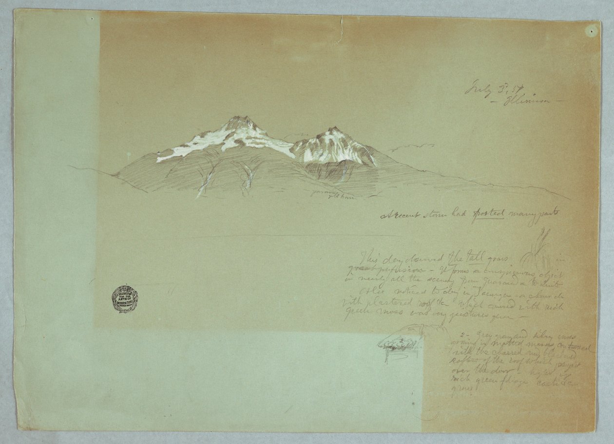 Disegno, Monte Iliniza, Ecuador, 3 luglio 1857 da Frederic Edwin Church