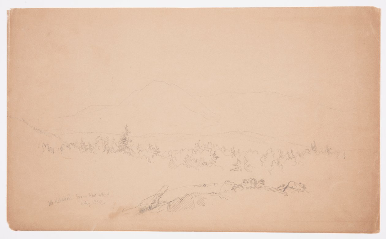 Disegno, "Mount Katahdin from the West" [Guardando a ovest verso il monte Katahdin], agosto 1852 da Frederic Edwin Church