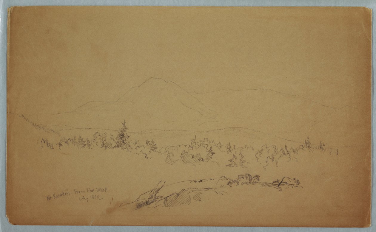 Disegno, "Mount Katahdin from the West" [Guardando a ovest verso il monte Katahdin], agosto 1852 da Frederic Edwin Church
