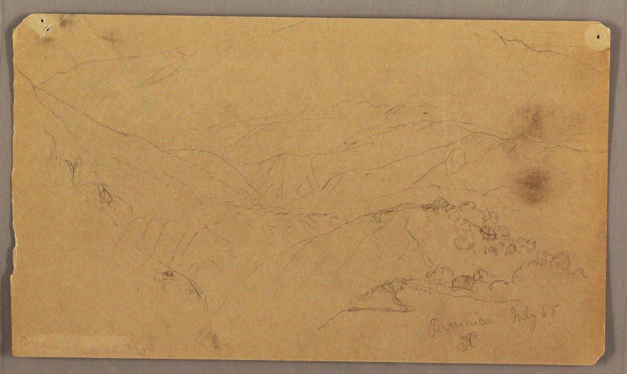 Disegno, Paesaggio montano, Giamaica, Indie Occidentali, luglio 1865 da Frederic Edwin Church