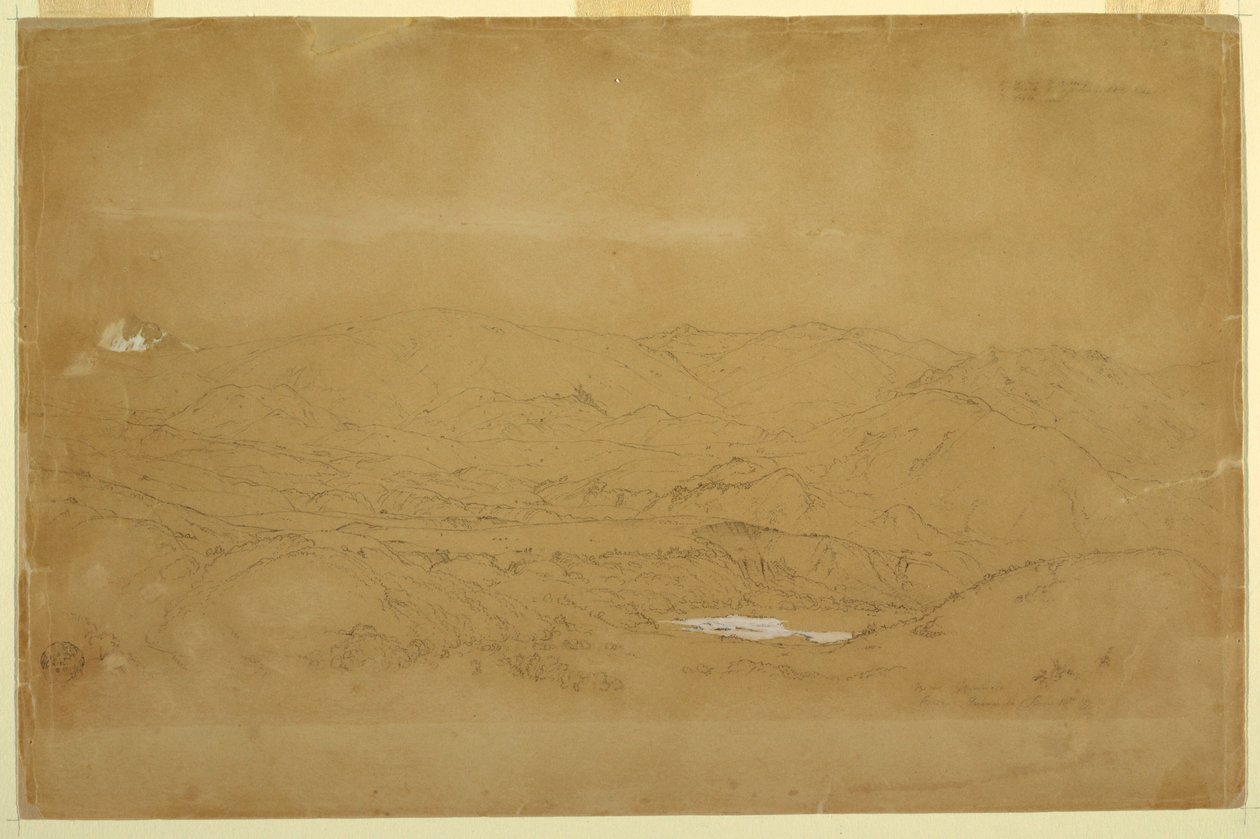Disegno, Paesaggio montano vicino a Guanojo e Guaranda, Ecuador, 10 giugno 1857 da Frederic Edwin Church