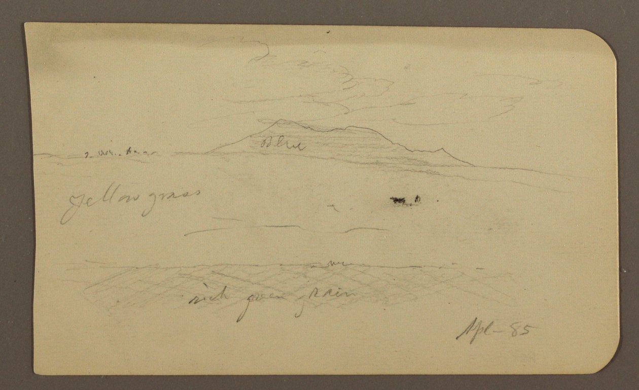 Disegno, Paesaggio montano; verso: Chiesa con cupola, aprile 1885 da Frederic Edwin Church