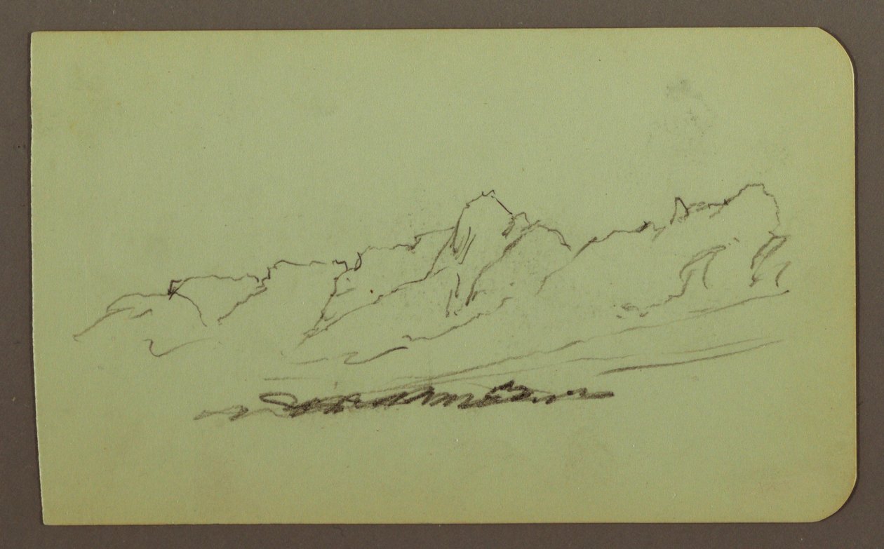 Disegno, paesaggio montano; verso: catena montuosa, figura, 1883 da Frederic Edwin Church