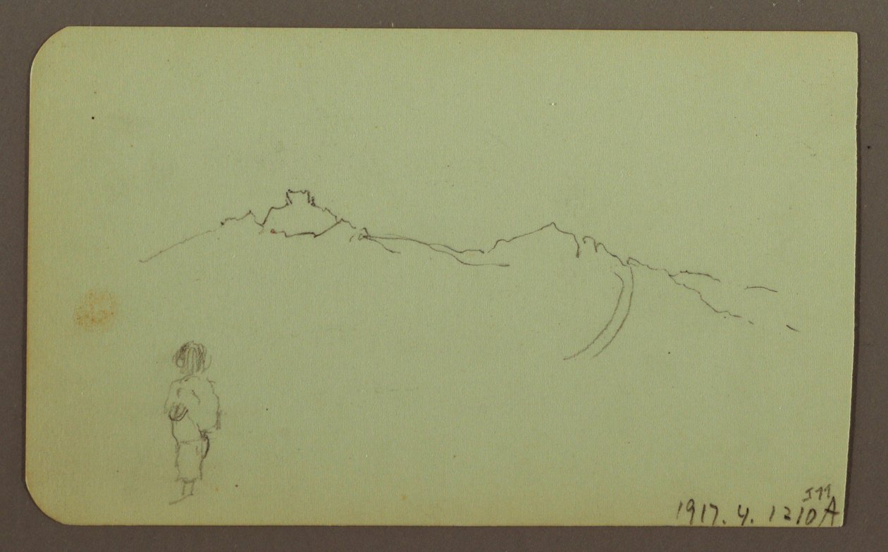 Disegno, paesaggio montano; verso: catena montuosa, figura, 1883 da Frederic Edwin Church