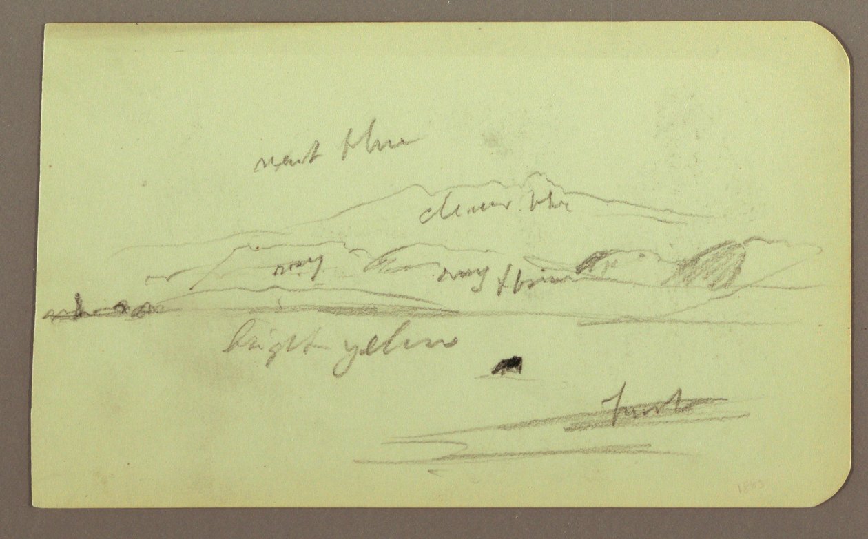 Disegno, Paesaggio montano; verso: Figura seduta, montagna, 1883 da Frederic Edwin Church
