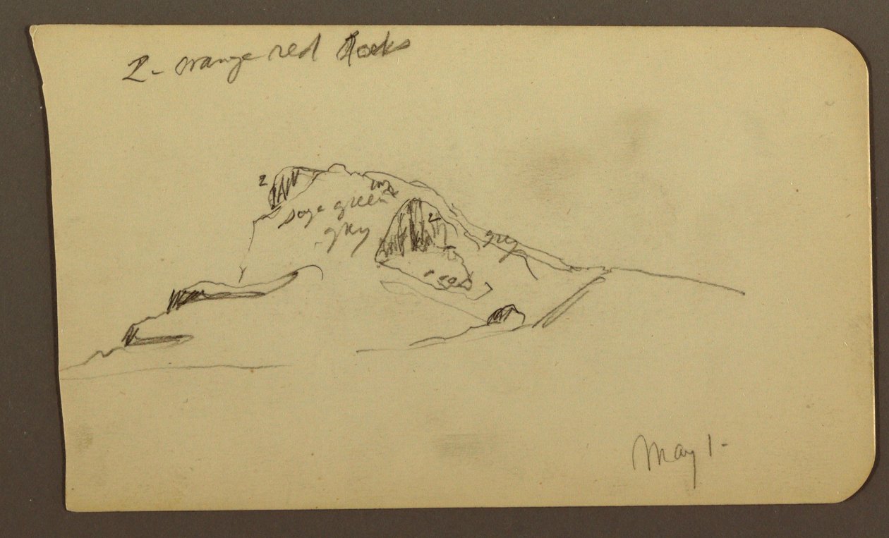 Disegno, picco di montagna; verso: catena montuosa, 1 maggio 1885 da Frederic Edwin Church