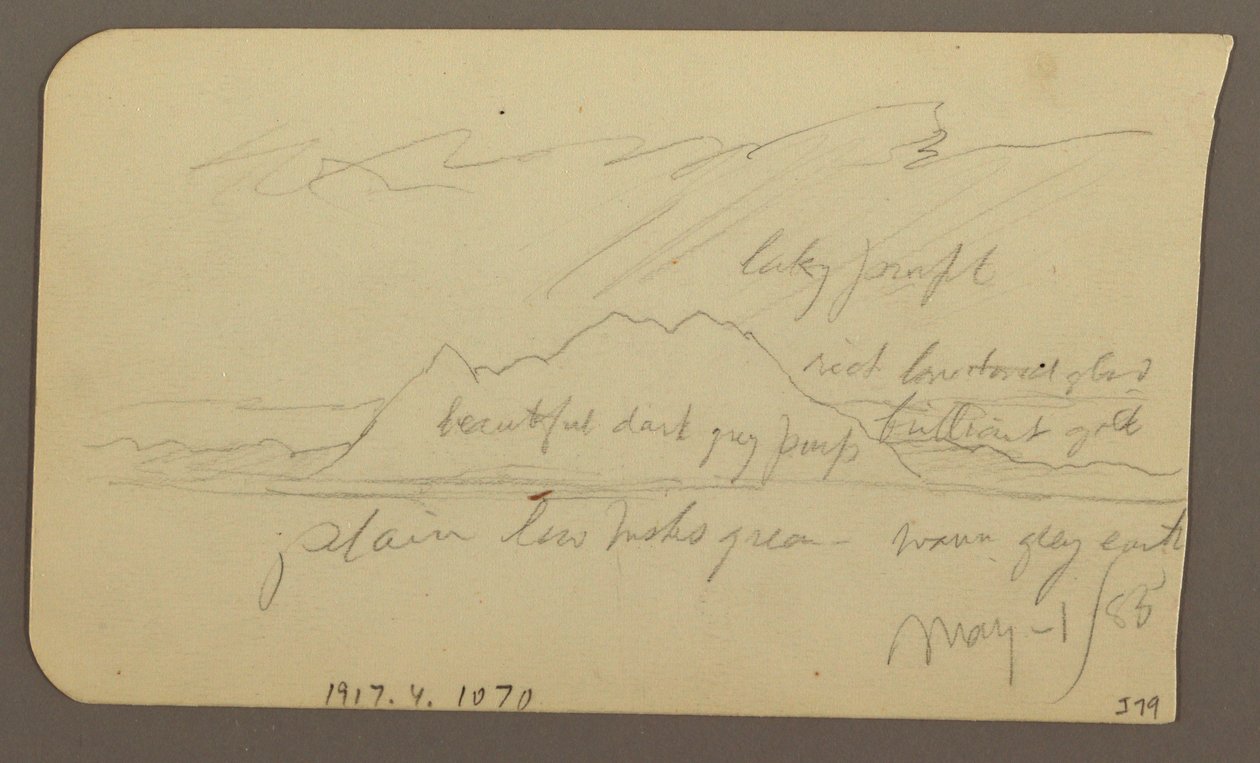 Disegno, picco di montagna; verso: catena montuosa, 1 maggio 1885 da Frederic Edwin Church