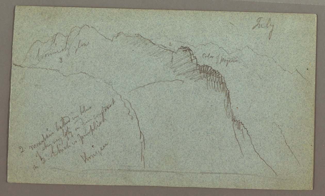 Disegno, Cime di montagna, luglio forse 1868 da Frederic Edwin Church