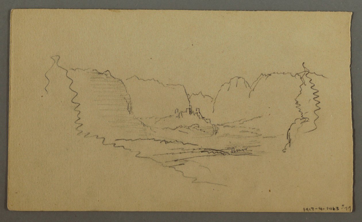 Disegno, Cime di montagna, Santuario lungo la strada, agosto 1868 da Frederic Edwin Church