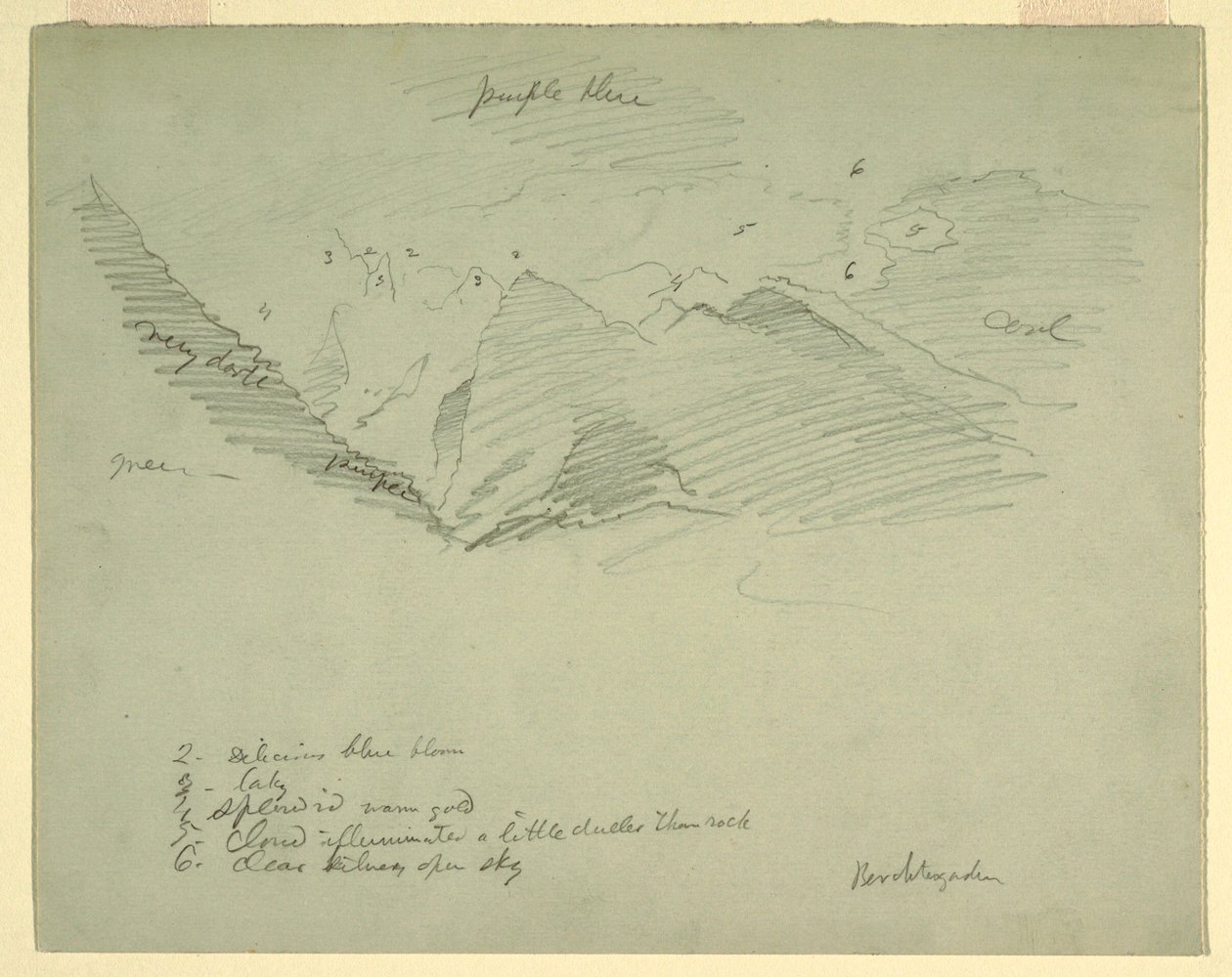Disegno, Cime di montagna vicino a Berchtesgaden, Baviera, giugno-luglio 1868 da Frederic Edwin Church