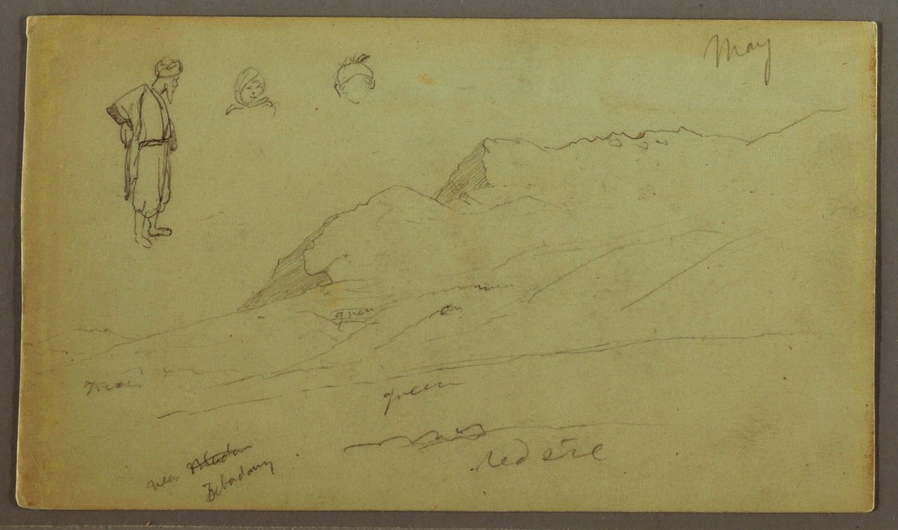 Disegno, Catena montuosa, Studi di figure, maggio forse 1868 da Frederic Edwin Church