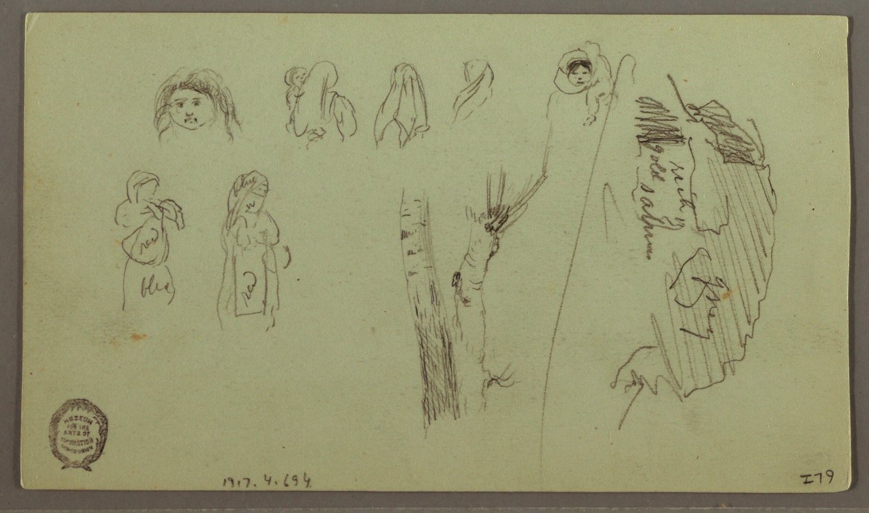 Disegno, Catena montuosa, Studi di figure, maggio forse 1868 da Frederic Edwin Church