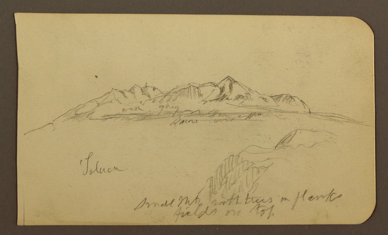 Disegno, Catena montuosa, Toluca; verso: Catena montuosa, Toluca, 7 gennaio 1885 da Frederic Edwin Church