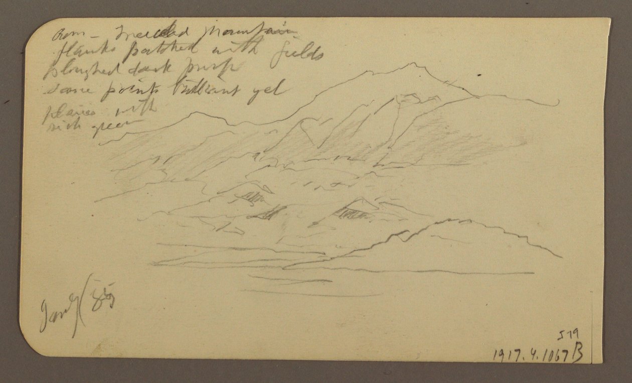 Disegno, Catena montuosa, Toluca; verso: Catena montuosa, Toluca, 7 gennaio 1885 da Frederic Edwin Church