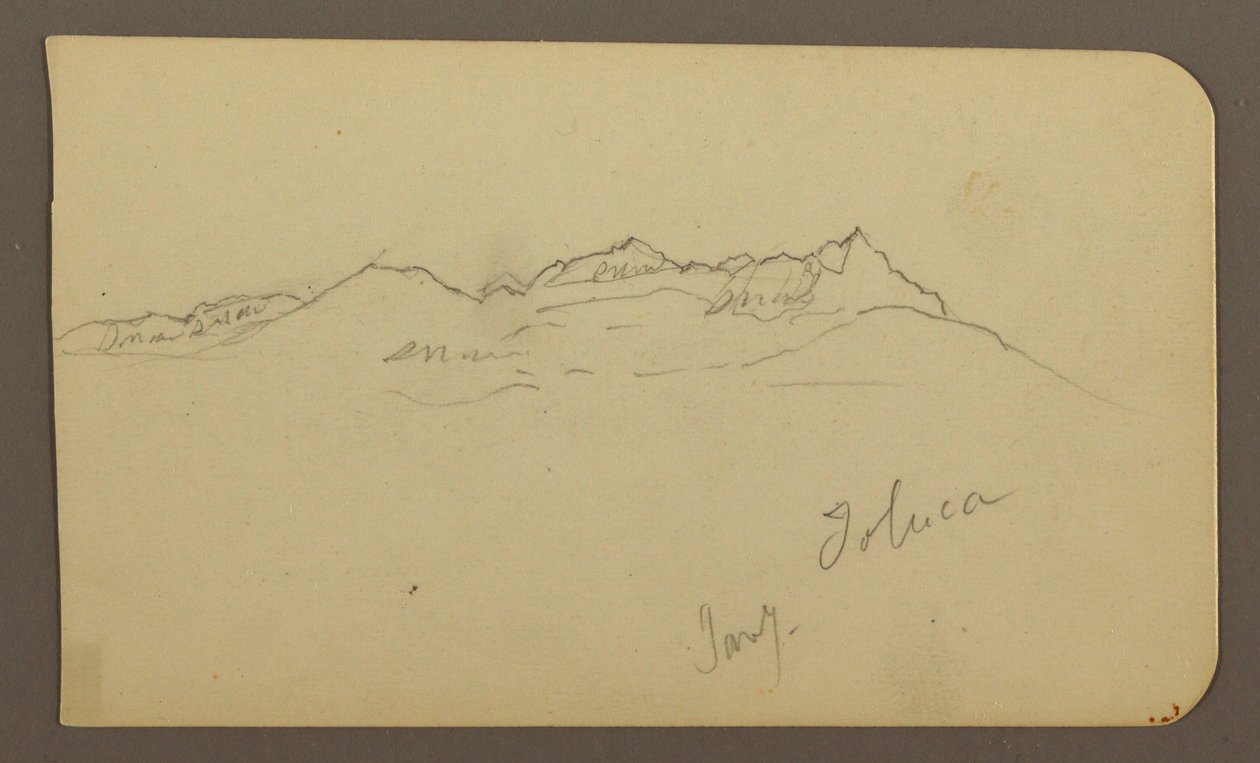 Disegno, Catena montuosa, Toluca; verso: Campanile, Catena montuosa, Toluca, 7 gennaio 1885 da Frederic Edwin Church