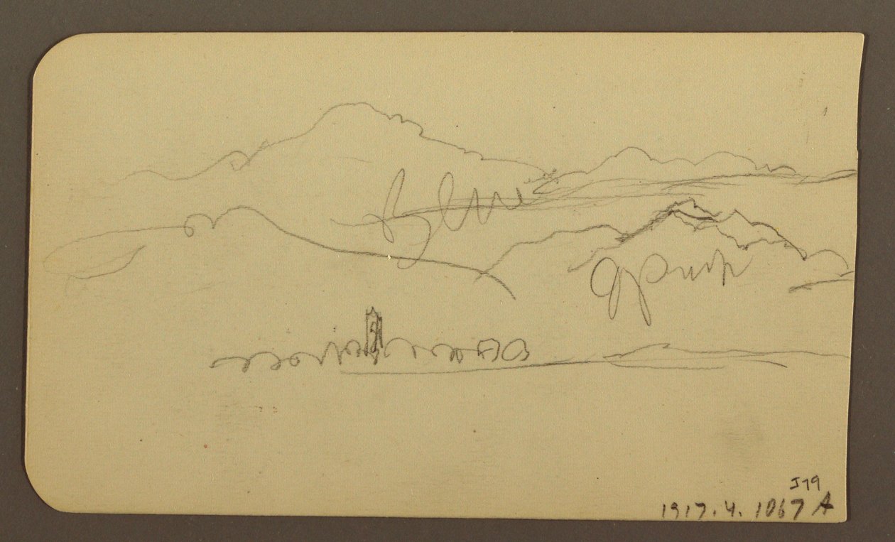 Disegno, Catena montuosa, Toluca; verso: Campanile, Catena montuosa, Toluca, 7 gennaio 1885 da Frederic Edwin Church
