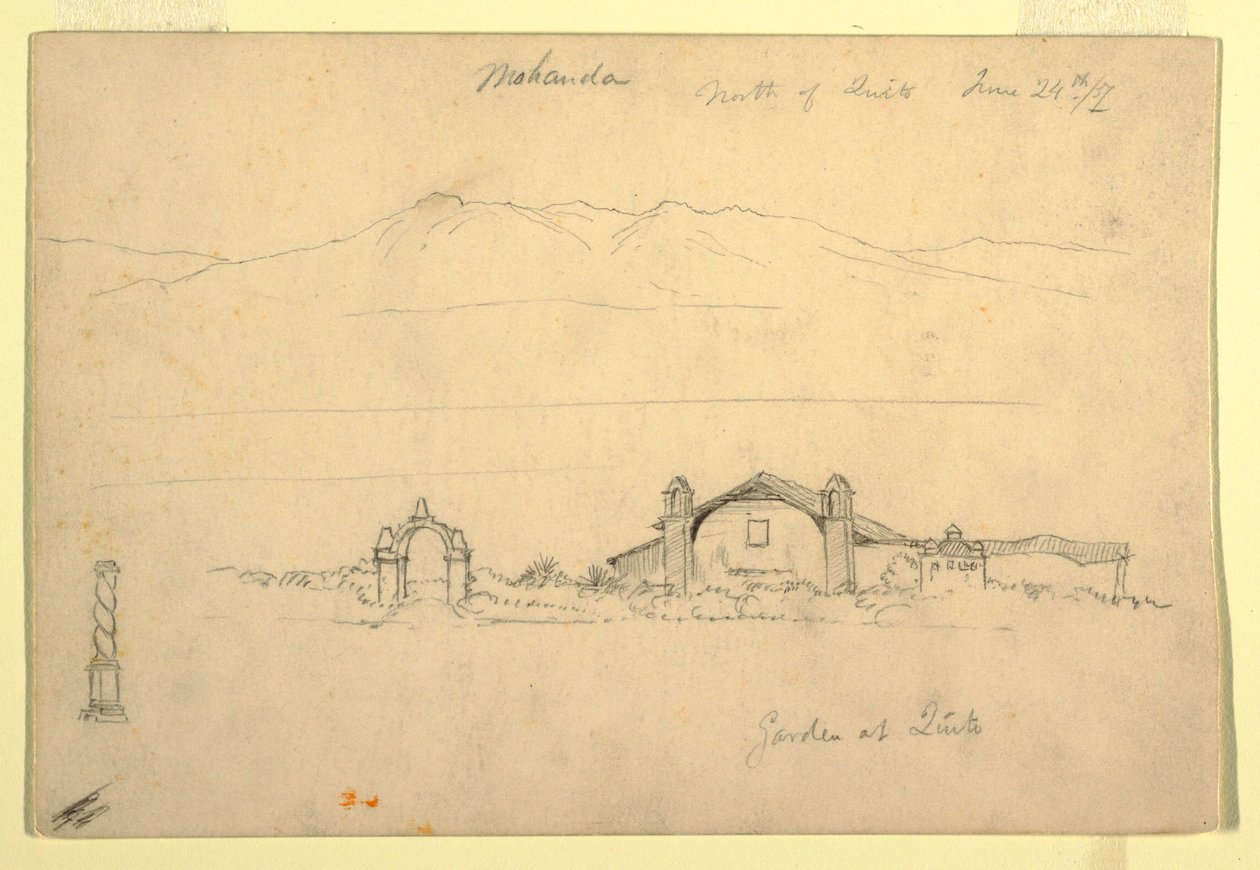Disegno, catena montuosa con il Mohanda, a nord di Quito (), 24 giugno 1857 da Frederic Edwin Church