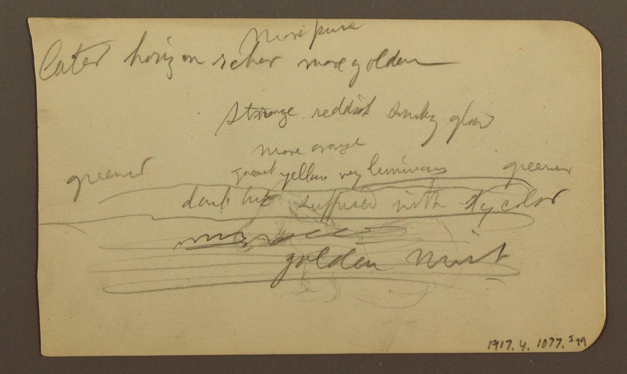 Disegno, catene montuose, Cuautla, Chiesa; verso: Cavallo accovacciato, annotazioni sul paesaggio, febbraio 1885 da Frederic Edwin Church