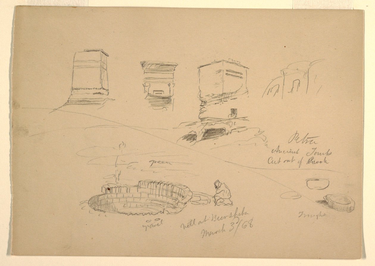 Disegno, montagna, Wady el-Arabah, 26 febbraio 1868 da Frederic Edwin Church