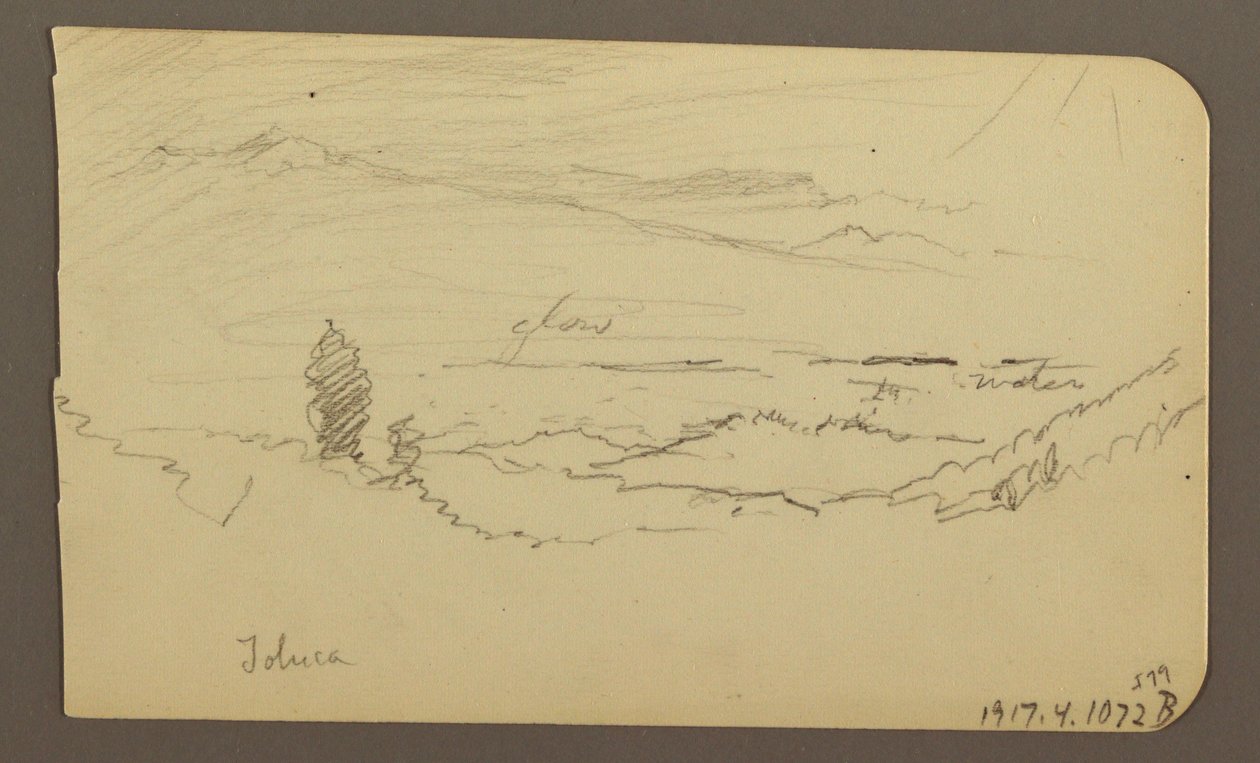 Disegno, Paesaggio montano, Toluca; verso: Montagna, Toluca, 20 aprile 1885 da Frederic Edwin Church