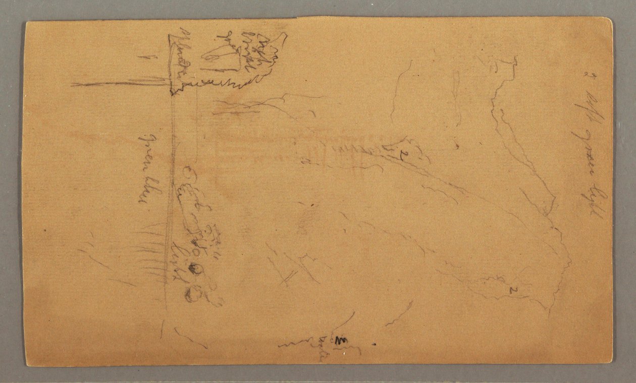 Disegno, Montagne che si ergono sopra il lago, luglio forse 1868 da Frederic Edwin Church